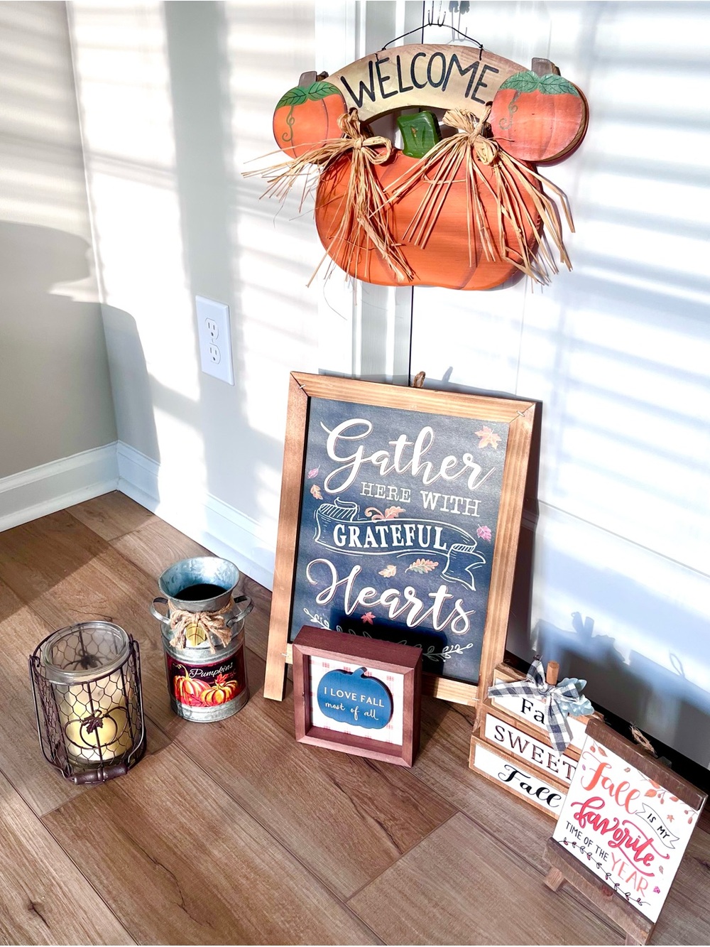 8-Piece Fall Bundle, Wood plaques, Metal Tin, Candle Holder